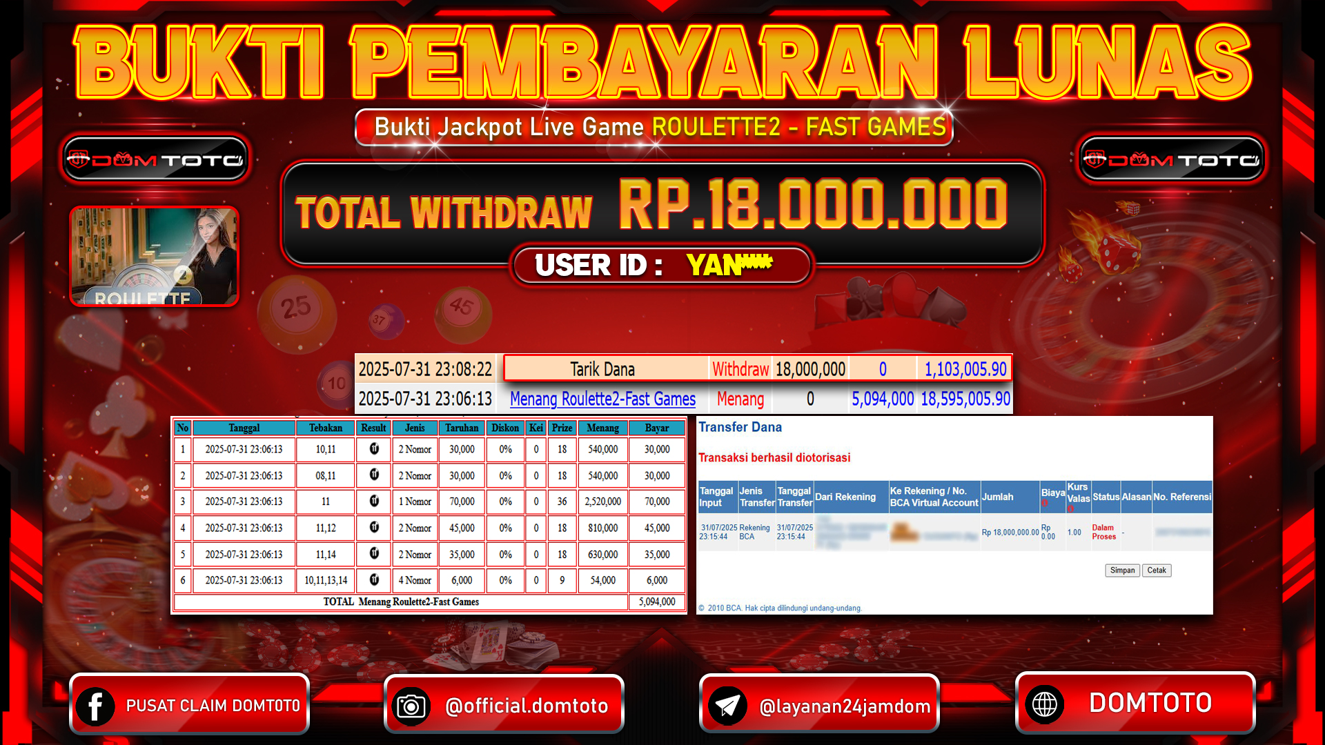 JACKPOT LIVEGAME ROULETTE2 - FAST GAMES  31 JULI 2025